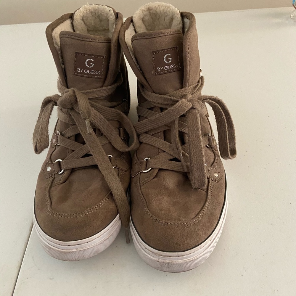 Brown high top sneakers